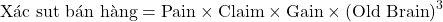\[\text{X&aacute;c suất b&aacute;n h&agrave;ng} = \text{Pain} \times \text{Claim} \times \text{Gain} \times (\text{Old Brain})^3\]