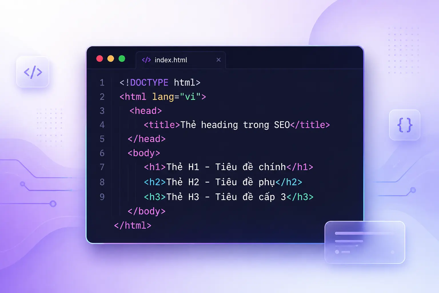 thẻ heading HTML H1 H2 H3 định nghĩa cấu trúc nội dung website