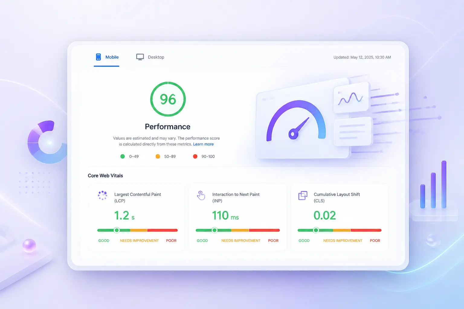 Công cụ đo Core Web Vitals và báo cáo PageSpeed