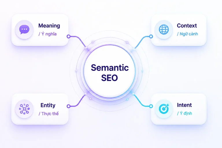 Semantic SEO tối ưu ngữ nghĩa thực thể ngữ cảnh tìm kiếm