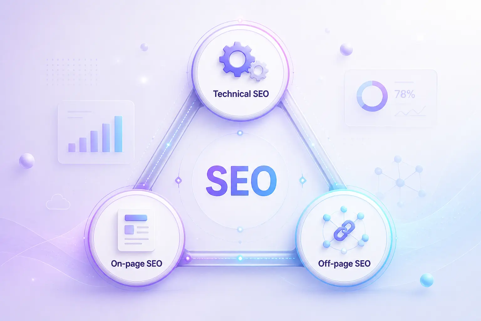 ba trụ cột SEO technical on-page off-page tối ưu hóa toàn diện
