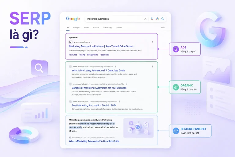 SERP trang kết quả tìm kiếm Google organic paid kết quả tự nhiên trả phí