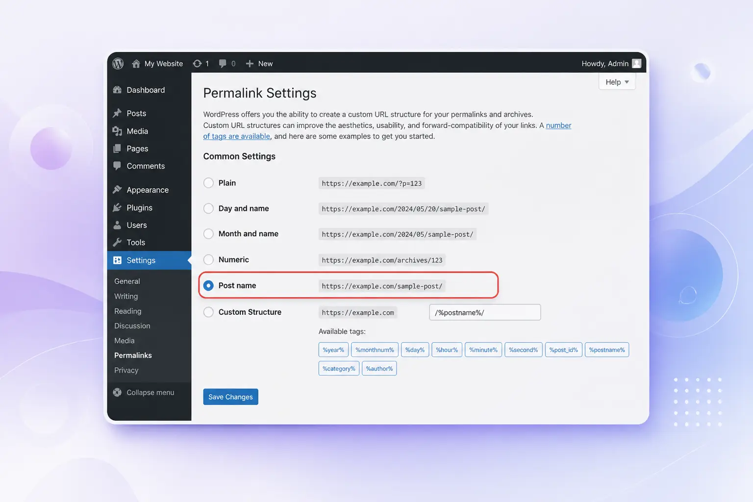 Cấu hình permalink WordPress URL thân thiện SEO post name